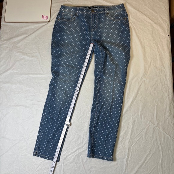 Roz & Ali Women's Blue Polka Dot Jeans Size 8 Skinny Fit Stretch‎ Denim - Picture 4 of 8